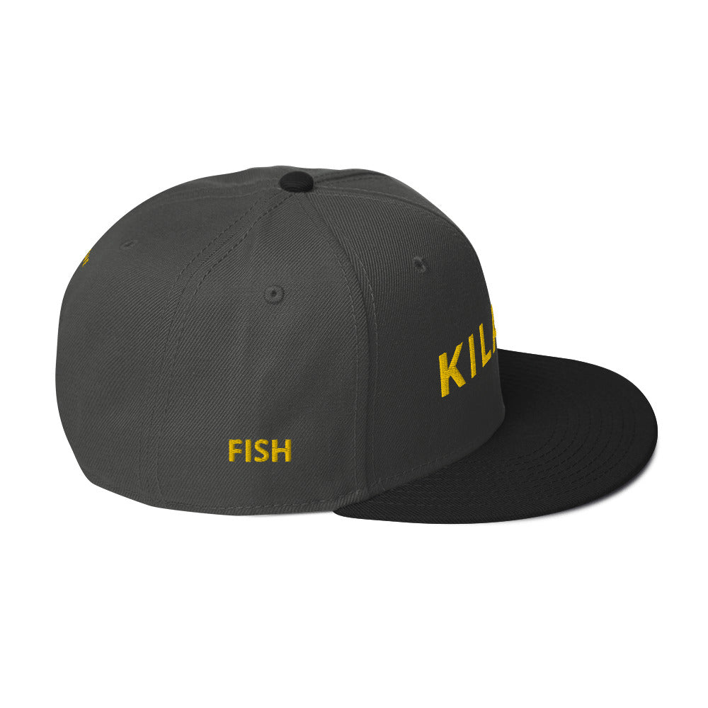 Embroidered KAUAIKINE KILAUEA FISH ON Snapback Hat 12 colors available ON port side FISH starboard side