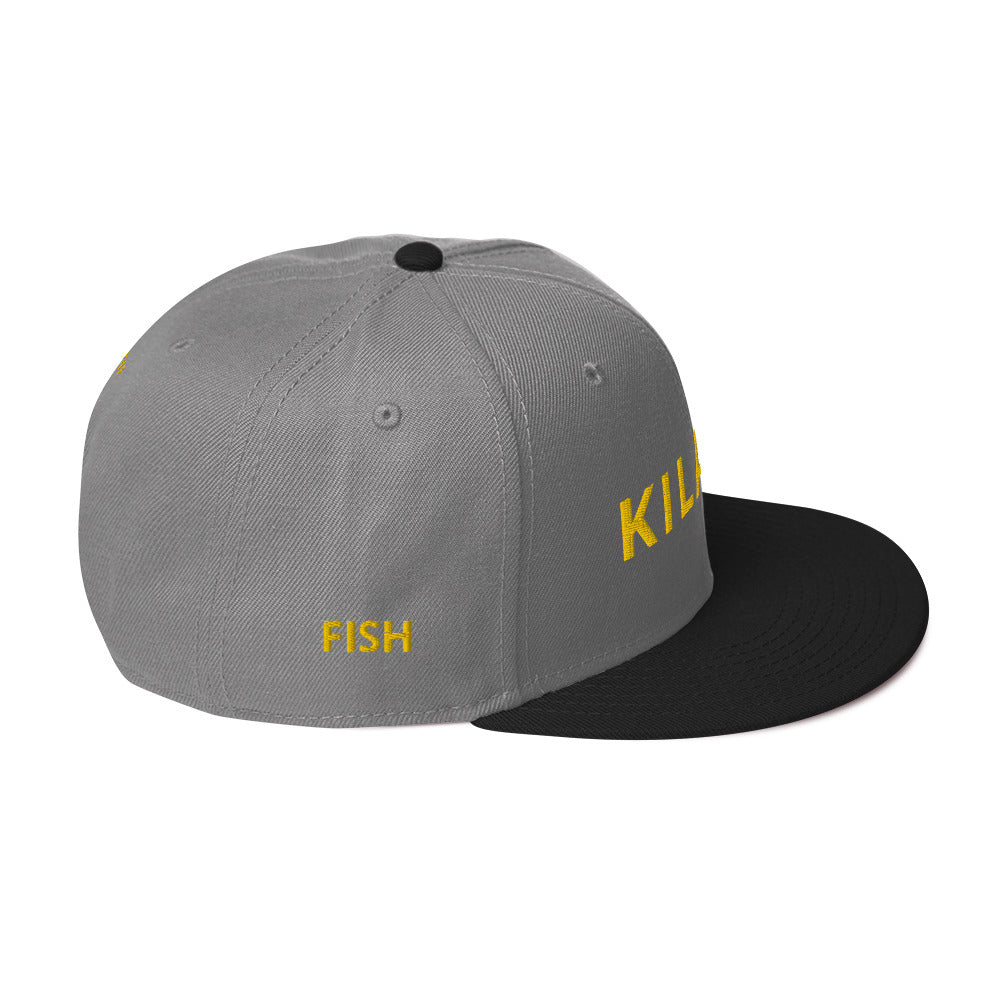 Embroidered KAUAIKINE KILAUEA FISH ON Snapback Hat 12 colors available ON port side FISH starboard side
