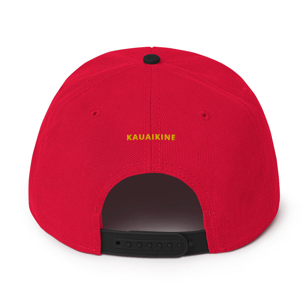 Embroidered KAUAIKINE KILAUEA FISH ON Snapback Hat 12 colors available ON port side FISH starboard side
