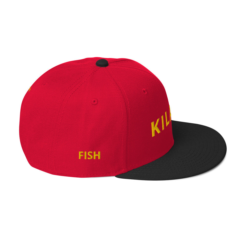 Embroidered KAUAIKINE KILAUEA FISH ON Snapback Hat 12 colors available ON port side FISH starboard side