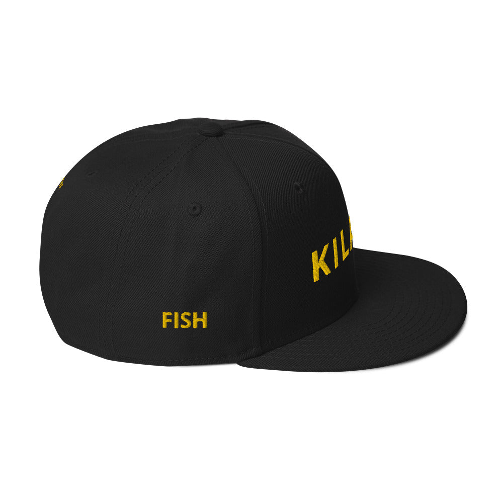 Embroidered KAUAIKINE KILAUEA FISH ON Snapback Hat 12 colors available ON port side FISH starboard side