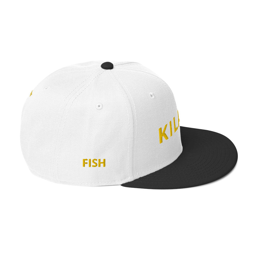Embroidered KAUAIKINE KILAUEA FISH ON Snapback Hat 12 colors available ON port side FISH starboard side