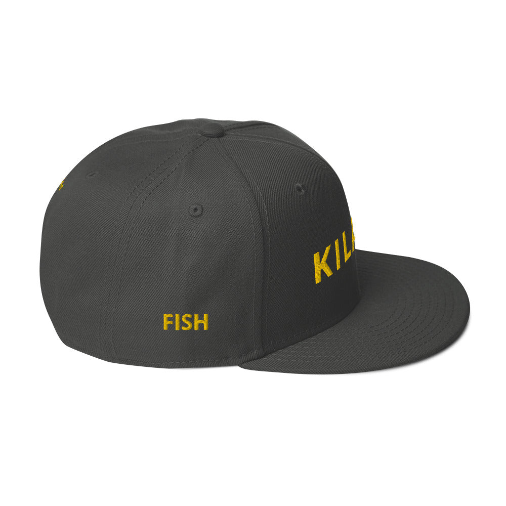 Embroidered KAUAIKINE KILAUEA FISH ON Snapback Hat 12 colors available ON port side FISH starboard side