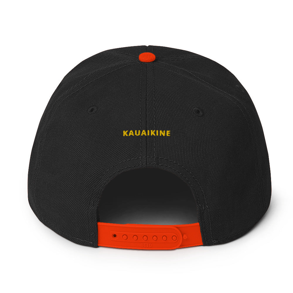 Embroidered KAUAIKINE KILAUEA FISH ON Snapback Hat 12 colors available ON port side FISH starboard side