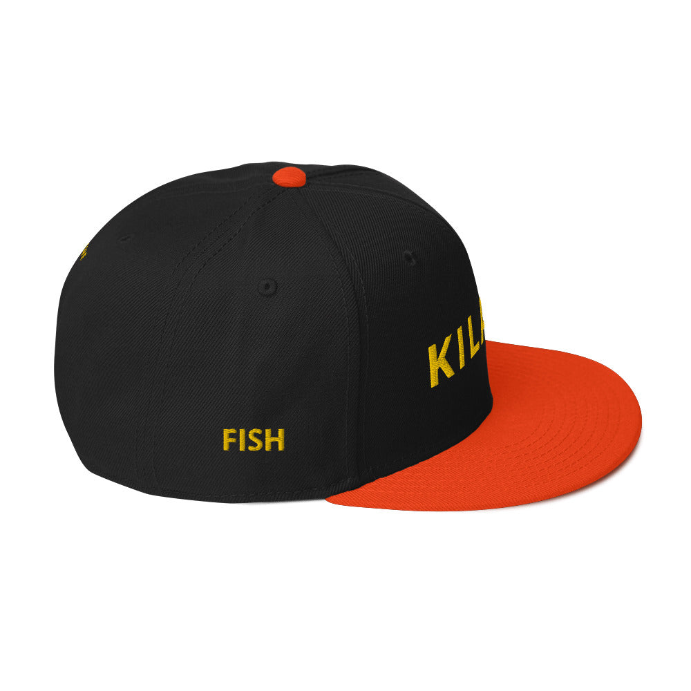 Embroidered KAUAIKINE KILAUEA FISH ON Snapback Hat 12 colors available ON port side FISH starboard side