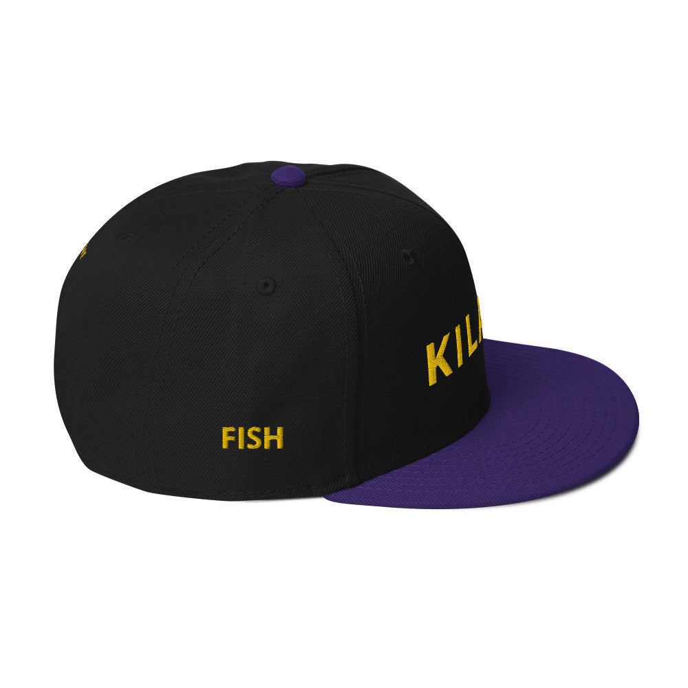 Embroidered KAUAIKINE KILAUEA FISH ON Snapback Hat 12 colors available ON port side FISH starboard side