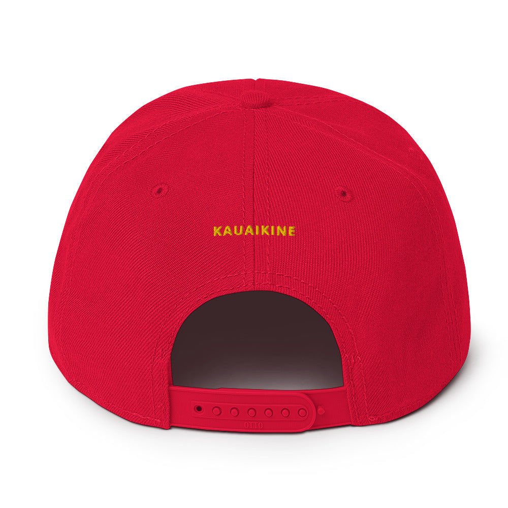 Embroidered KAUAIKINE KILAUEA FISH ON Snapback Hat 12 colors available ON port side FISH starboard side