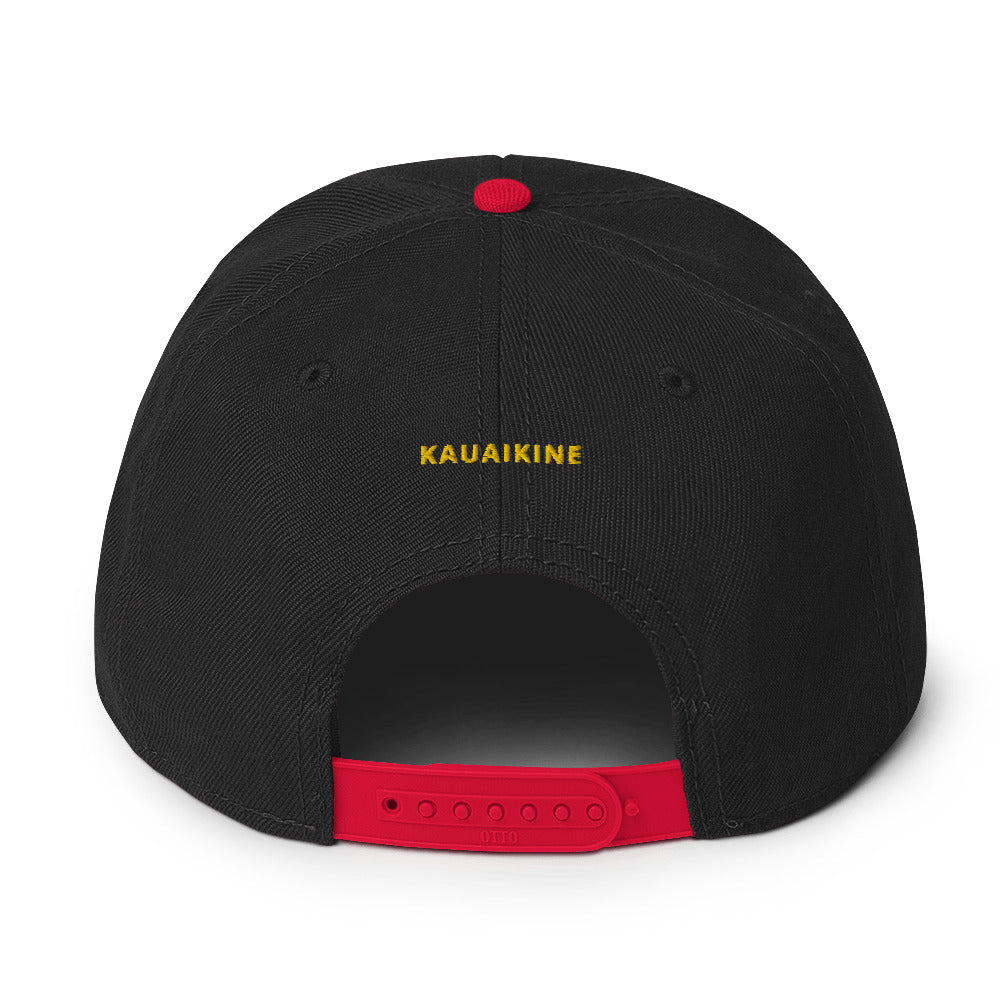 Embroidered KAUAIKINE KILAUEA FISH ON Snapback Hat 12 colors available ON port side FISH starboard side
