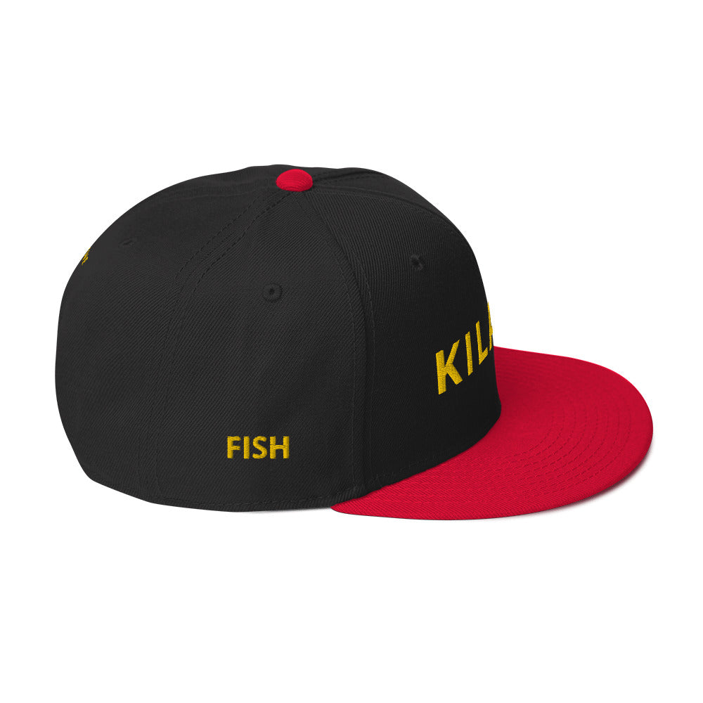 Embroidered KAUAIKINE KILAUEA FISH ON Snapback Hat 12 colors available ON port side FISH starboard side