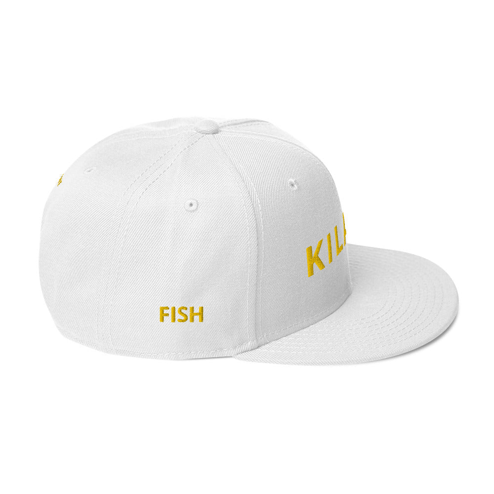 Embroidered KAUAIKINE KILAUEA FISH ON Snapback Hat 12 colors available ON port side FISH starboard side