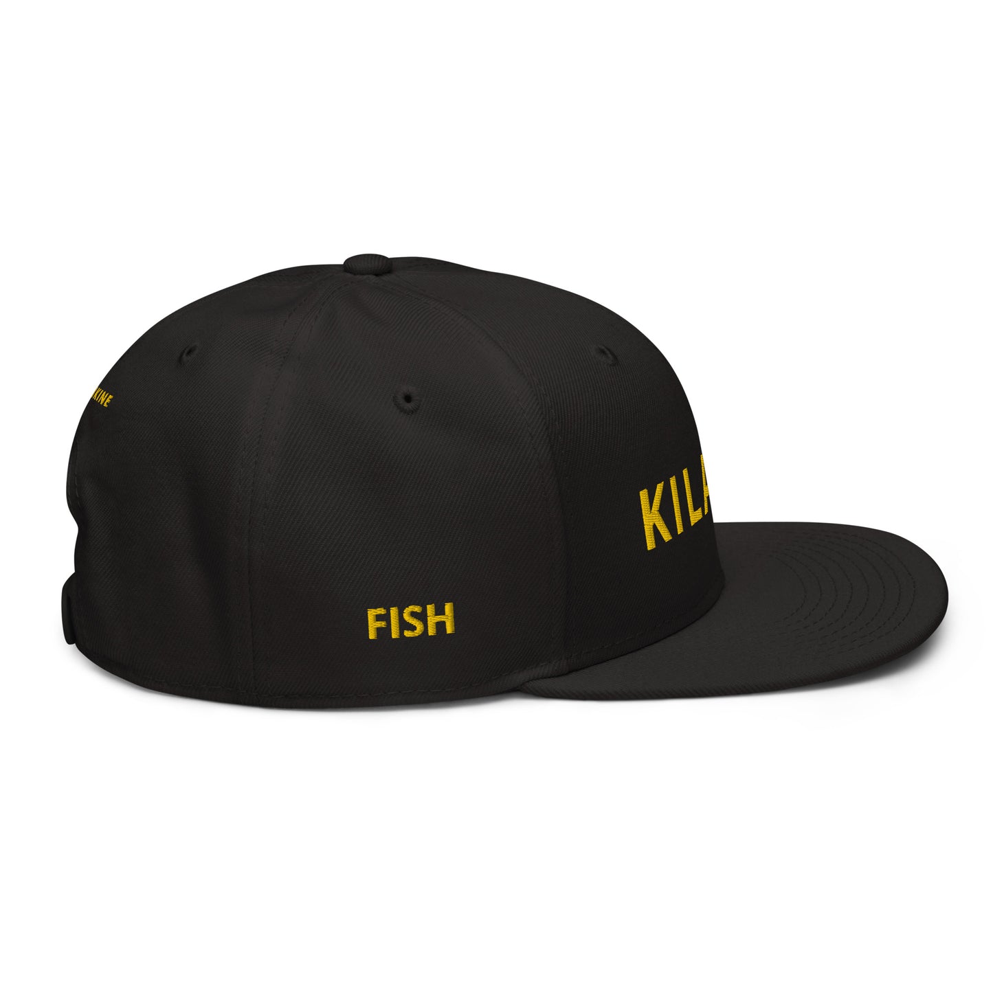 Embroidered KAUAIKINE KILAUEA FISH ON Snapback Hat 12 colors available    ON port side               FISH starboard side