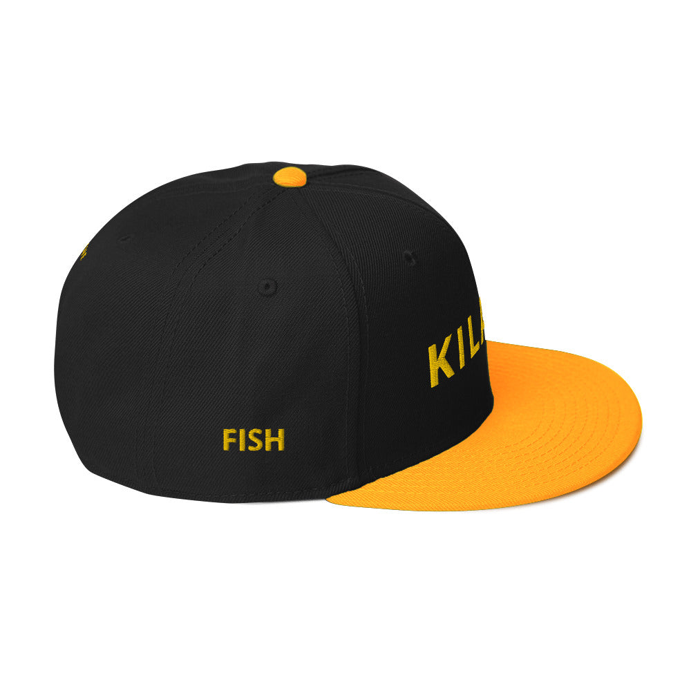 Embroidered KAUAIKINE KILAUEA FISH ON Snapback Hat 12 colors available    ON port side               FISH starboard side