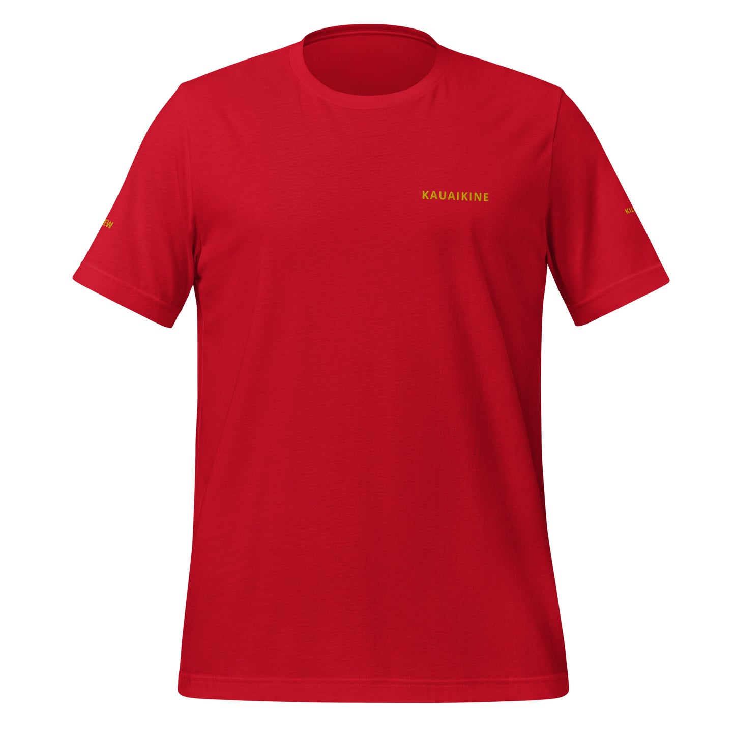 Embroidered KAUAIKINE KILAUEA CREW Unisex t-shirt 6 colors available KILAUEA on one sleeve CREW on the other sleeve