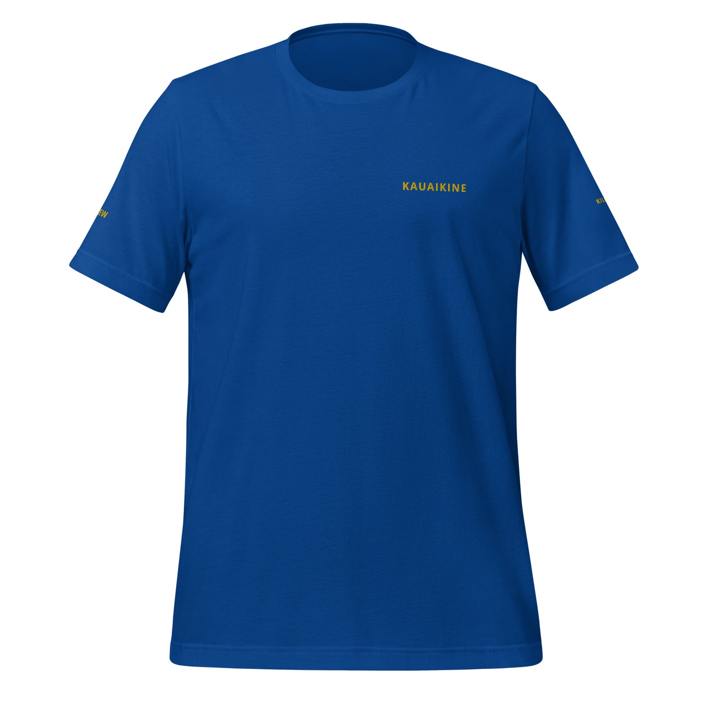 Embroidered KAUAIKINE KILAUEA CREW Unisex t-shirt 6 colors available KILAUEA on one sleeve CREW on the other sleeve