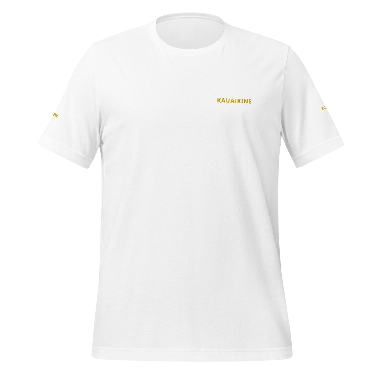 Embroidered KAUAIKINE KILAUEA CREW Unisex t-shirt 6 colors available KILAUEA on one sleeve CREW on the other sleeve